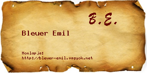 Bleuer Emil névjegykártya